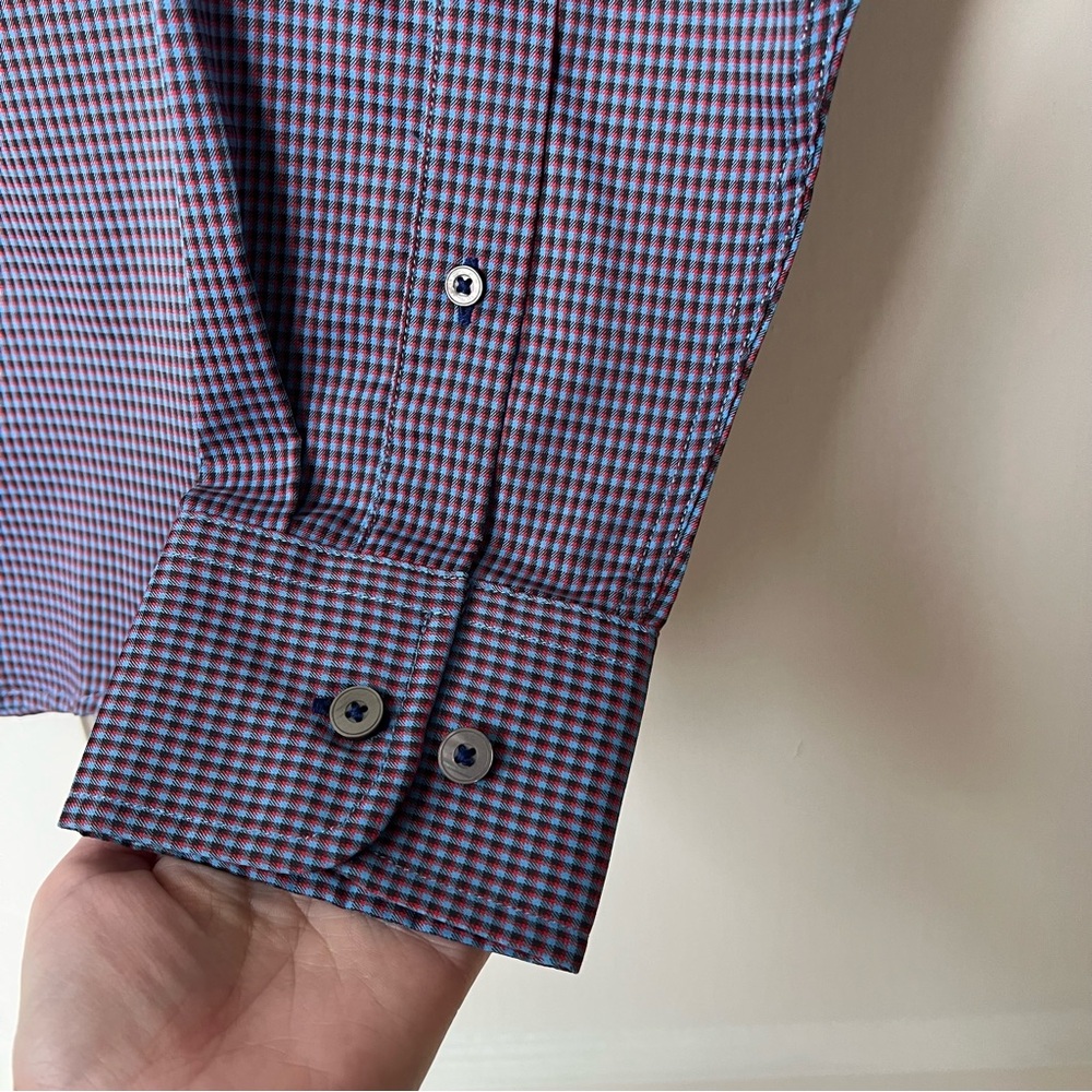 Untuckit Blue Checked Button Down Shirt - image 6